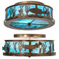 Meyda Lighting Bass and Pike 18" 2-Light Antique Copper Flush Mount Light With Blue Green Ripple Shade Glass