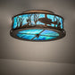 Meyda Lighting Bass and Pike 18" 2-Light Antique Copper Flush Mount Light With Blue Green Ripple Shade Glass