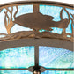 Meyda Lighting Bass and Pike 18" 2-Light Antique Copper Flush Mount Light With Blue Green Ripple Shade Glass