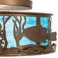Meyda Lighting Bass and Pike 18" 2-Light Antique Copper Flush Mount Light With Blue Green Ripple Shade Glass