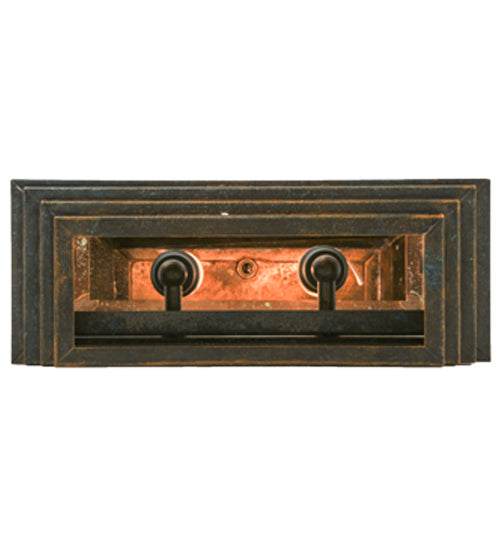 Meyda Lighting Bastille 10" 2-Light Golden Bronze Lantern Wall Sconce With Frosted Seeded Shade Glass