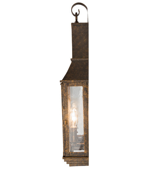Meyda Lighting Bastille 10" 2-Light Golden Bronze Wall Sconce With Clear Seeded Shade Glass