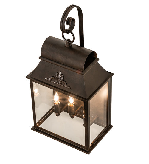 Meyda Lighting Bastille 10" 3-Light Coffee Bean Lantern Wall Sconce With Clear Crystal Idalight Shade