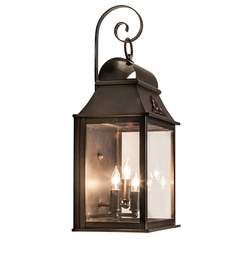 Meyda Lighting Bastille 10" 3-Light Coffee Bean Lantern Wall Sconce With Clear Crystal Idalight Shade