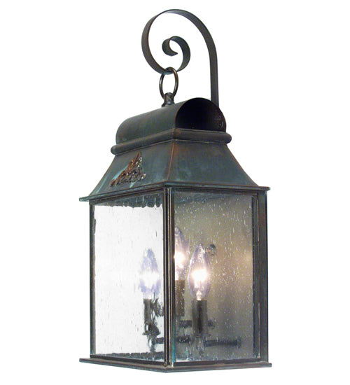 Meyda Lighting Bastille 10" 3-Light Golden Verde Wall Sconce With Clear Seeded Shade Glass