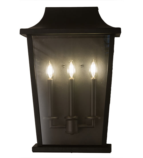 Meyda Lighting Bastille 15" 3-Light Solar Black Wall Sconces With Clear Crystal Idalight Shade Glass