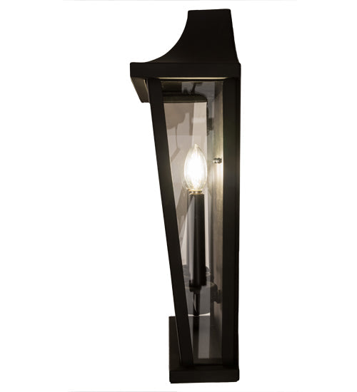 Meyda Lighting Bastille 15" 3-Light Solar Black Wall Sconces With Clear Crystal Idalight Shade Glass