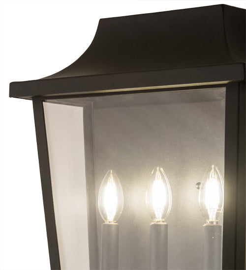 Meyda Lighting Bastille 15" 3-Light Solar Black Wall Sconces With Clear Crystal Idalight Shade Glass
