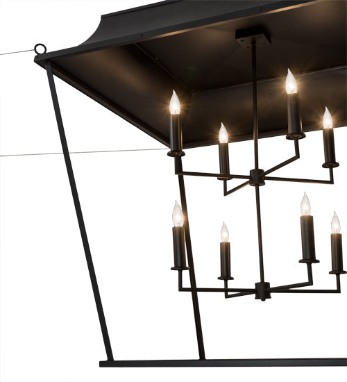 Meyda Lighting Bastille 61" 8-Light Solar Black Omega Pendant Light With Clear Shade Glass