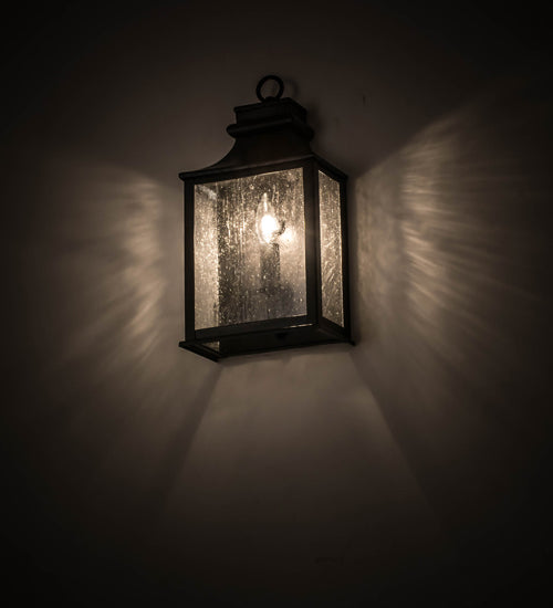 Meyda Lighting Bastille 7" Blackwash Wall Sconce With Clear Seeded Shade Glass