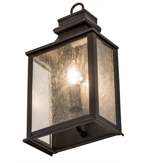 Meyda Lighting Bastille 7" Blackwash Wall Sconce With Clear Seeded Shade Glass