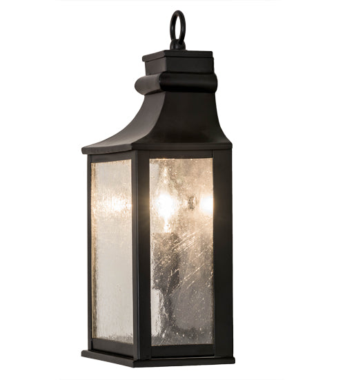 Meyda Lighting Bastille 7" Blackwash Wall Sconce With Clear Seeded Shade Glass