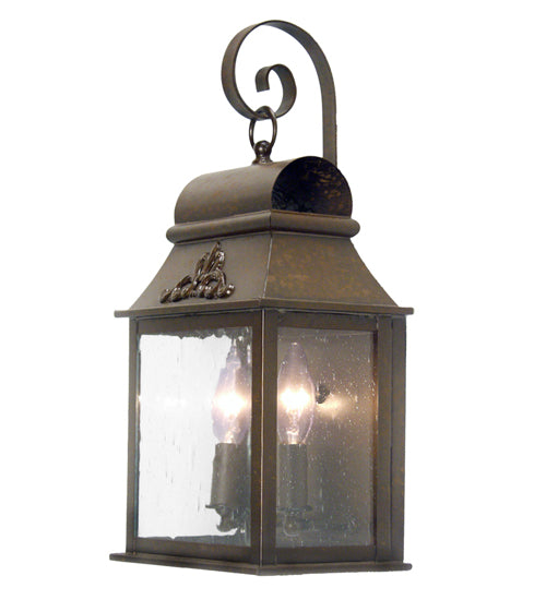 Meyda Lighting Bastille 8" 2-Light Coffee Bean Wall Sconce With Clear Seeded Shade Glass