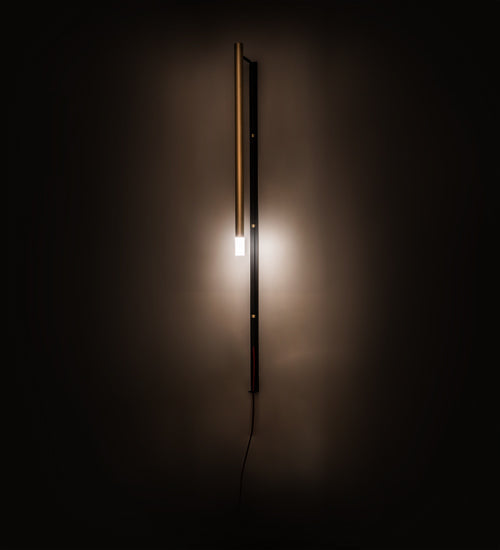 Meyda Lighting Bastone 2" Flat Black & Natural Brass Wall Sconce With White Contrail Mist Idalight Shade