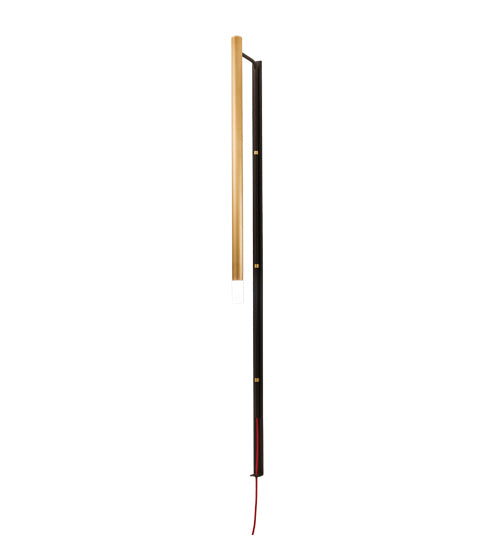 Meyda Lighting Bastone 2" Flat Black & Natural Brass Wall Sconce With White Contrail Mist Idalight Shade