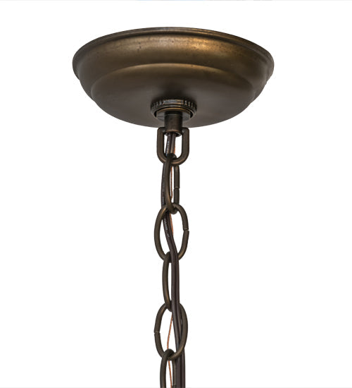 Meyda Lighting Battling Bucks 22" 2-Light Antique Copper Pendant Light With Silver Mica Shade Glass