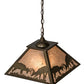 Meyda Lighting Battling Bucks 22" 2-Light Antique Copper Pendant Light With Silver Mica Shade Glass