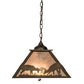 Meyda Lighting Battling Bucks 22" 2-Light Antique Copper Pendant Light With Silver Mica Shade Glass