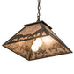 Meyda Lighting Battling Bucks 22" 2-Light Antique Copper Pendant Light With Silver Mica Shade Glass
