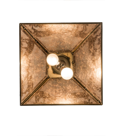 Meyda Lighting Battling Bucks 22" 2-Light Antique Copper Pendant Light With Silver Mica Shade Glass