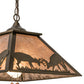 Meyda Lighting Battling Bucks 22" 2-Light Antique Copper Pendant Light With Silver Mica Shade Glass