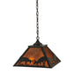 Meyda Lighting Battling Bucks 22" 2-Light Timeless Bronze Pendant Light With Amber Mica Shade Glass