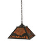 Meyda Lighting Battling Bucks 22" 2-Light Timeless Bronze Pendant Light With Amber Mica Shade Glass