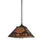 Meyda Lighting Battling Bucks 22" 2-Light Timeless Bronze Pendant Light With Amber Mica Shade Glass