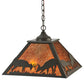 Meyda Lighting Battling Bucks 22" 2-Light Timeless Bronze Pendant Light With Amber Mica Shade Glass