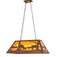 Meyda Lighting Battling Bucks 33" 6-Light Distressed Rust Island Pendant Light With Amber Mica Shade Glass