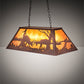 Meyda Lighting Battling Bucks 33" 6-Light Distressed Rust Island Pendant Light With Amber Mica Shade Glass