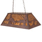 Meyda Lighting Battling Bucks 33" 6-Light Distressed Rust Island Pendant Light With Amber Mica Shade Glass