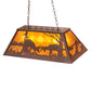 Meyda Lighting Battling Bucks 33" 6-Light Distressed Rust Island Pendant Light With Amber Mica Shade Glass