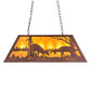 Meyda Lighting Battling Bucks 33" 6-Light Distressed Rust Island Pendant Light With Amber Mica Shade Glass