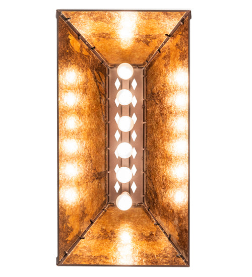 Meyda Lighting Battling Bucks 33" 6-Light Distressed Rust Island Pendant Light With Amber Mica Shade Glass