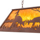 Meyda Lighting Battling Bucks 33" 6-Light Distressed Rust Island Pendant Light With Amber Mica Shade Glass