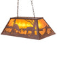 Meyda Lighting Battling Bucks 33" 6-Light Distressed Rust Island Pendant Light With Amber Mica Shade Glass