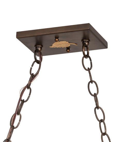 Meyda Lighting Battling Bucks 48" 6-Light Antique Copper Island Pendant Light With Silver Mica Shade Glass