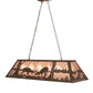 Meyda Lighting Battling Bucks 48" 6-Light Antique Copper Island Pendant Light With Silver Mica Shade Glass