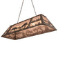 Meyda Lighting Battling Bucks 48" 6-Light Antique Copper Island Pendant Light With Silver Mica Shade Glass