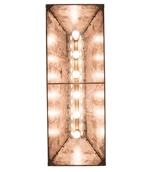 Meyda Lighting Battling Bucks 48" 6-Light Antique Copper Island Pendant Light With Silver Mica Shade Glass
