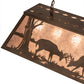 Meyda Lighting Battling Bucks 48" 6-Light Antique Copper Island Pendant Light With Silver Mica Shade Glass