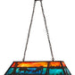 Meyda Lighting Battling Bucks 48" 6-Light Dark Roast Island Pendant Light With Orange & Beluge Green Art Shade Glass