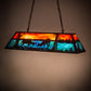 Meyda Lighting Battling Bucks 48" 6-Light Dark Roast Island Pendant Light With Orange & Beluge Green Art Shade Glass