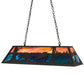 Meyda Lighting Battling Bucks 48" 6-Light Dark Roast Island Pendant Light With Orange & Beluge Green Art Shade Glass
