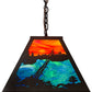 Meyda Lighting Battling Bucks 48" 6-Light Dark Roast Island Pendant Light With Orange & Beluge Green Art Shade Glass