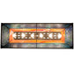 Meyda Lighting Battling Bucks 48" 6-Light Dark Roast Island Pendant Light With Orange & Beluge Green Art Shade Glass