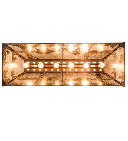 Meyda Lighting Battling Bucks 48" 6-Light Rust Island Pendant Light With Silver Mica Shade Glass