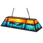 Meyda Lighting Battling Bucks 48" 9-Light Dark Roast Island Pendant Light With Orange & Blue Green Art Shade Glass