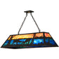 Meyda Lighting Battling Bucks 48" 9-Light Dark Roast Island Pendant Light With Orange & Blue Green Art Shade Glass